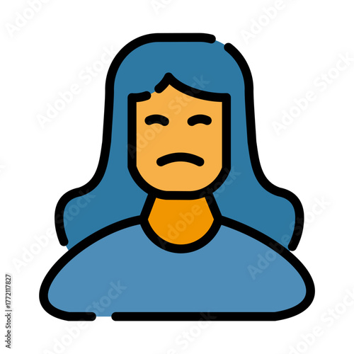 Mental health filled line color icon. Trauma illustration.