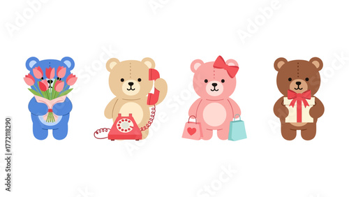 Cute Teddy Bear Characters for Valentine's Day and Special Occasions
