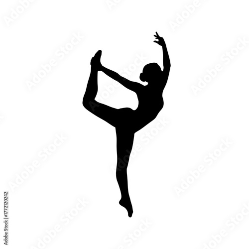 Advanced Yoga Pose Silhouette Woman Balancing with Legs in Air Core Strength