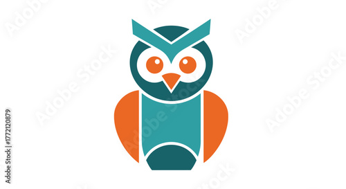 Modern geometric owl logo design, ideal for education, wisdom, or creative brands seeking a smart, friendly icon