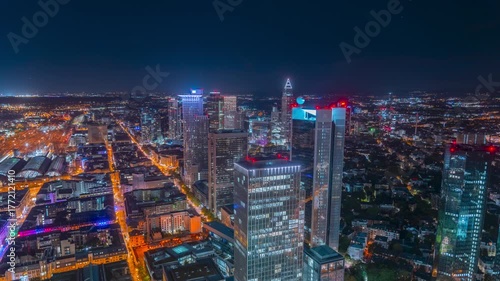 Night Timelapse of Frankfurt skyline from Observation Tower