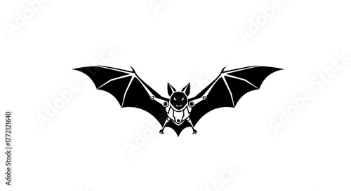 Sleek, modern robotic bat silhouette with outstretched wings, perfect for tech, gaming, or Halloween themes.