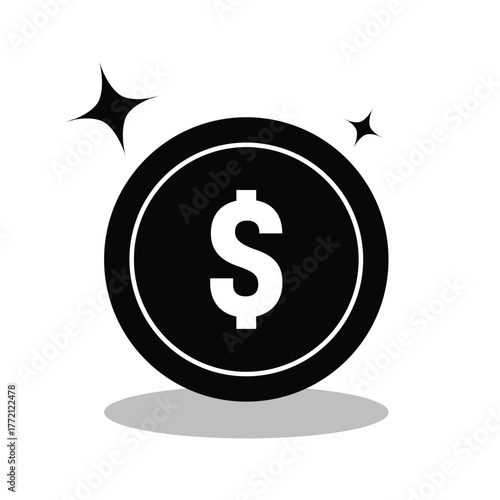 dollar coin icon, dollar coin stack, dollar piggy bank, small change