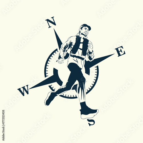 Marathon Ultra Trail running logo vector illustration on white background