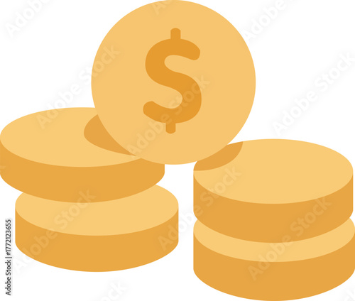 Illustration of Stacks of Coins with Dollar Sign