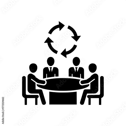 Collaborative Effort Team Meeting with Circular Arrows for Business Growth