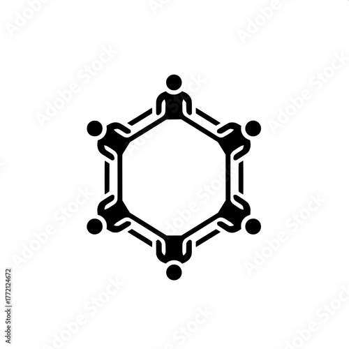 United Hexagon A Symbol of Collaboration and Team Synergy in a Unified Circle