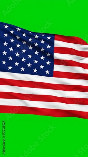 Wallpaper Mural Waving United States flag on green background. Close-up shot with vibrant colors, textures Torontodigital.ca