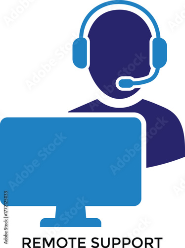 Remote support icon set for IT service, online help, troubleshooting, and customer support. Perfect for tech support, cloud service, and remote access projects.