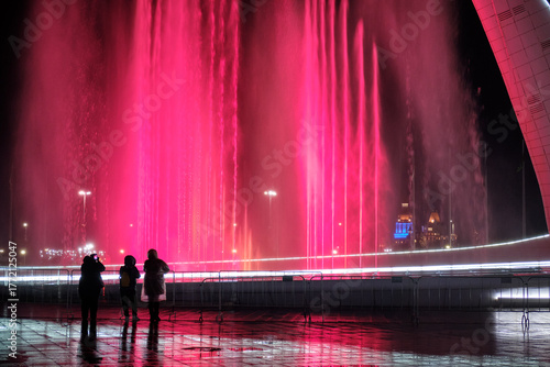 Fountains in Sochi at night.