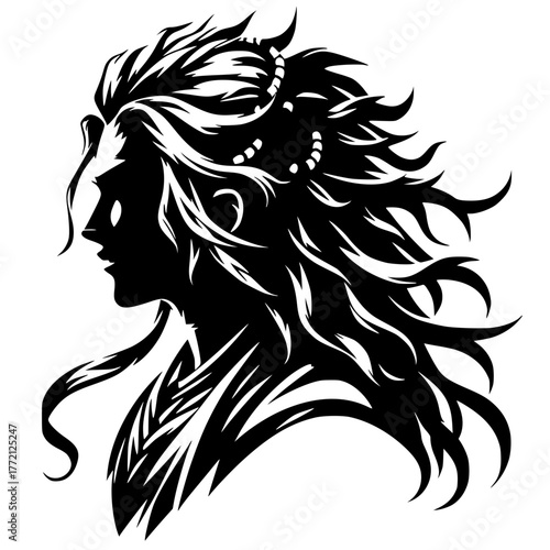 Long hair male character silhouette