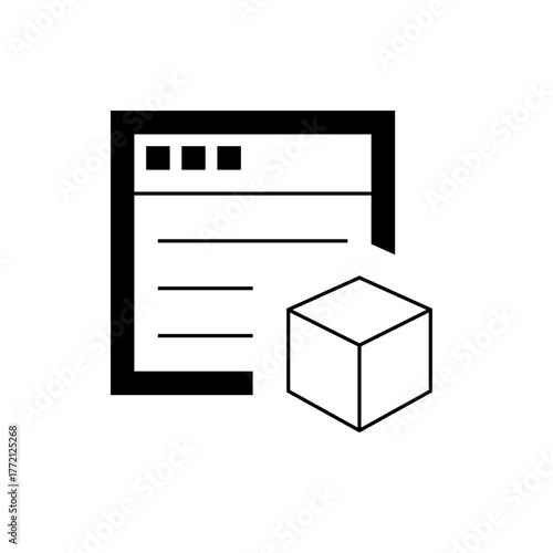 Illustration of a document with a cube next to it showing a file with a three dimensional object icon
