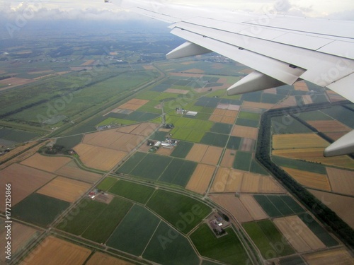 北海道・新千歳空港上空付近からの風景（航空写真）