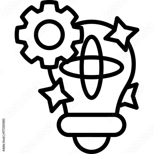 Innovation Light Bulb Icon – Creative Idea and Technology Gear Symbol