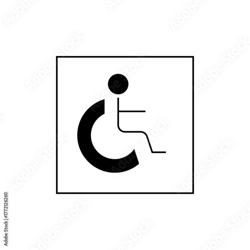 Illustration of a wheelchair symbol inside a square frame representing accessibility and disability access needs