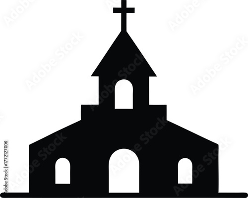 Church Silhouette Vector Icon Illustration