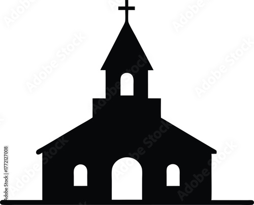 Church Silhouette Vector Icon Illustration