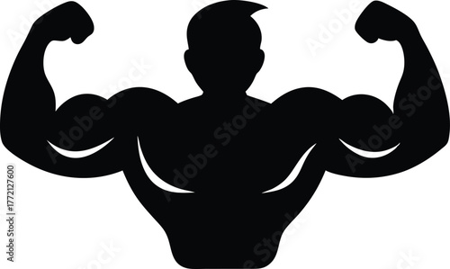 Muscle arm silhouette vector isolated white background, Bodybuilder silhouette vector design