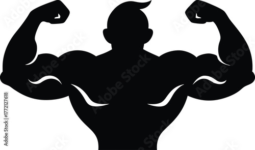 Muscle arm silhouette vector isolated white background, Bodybuilder silhouette vector design