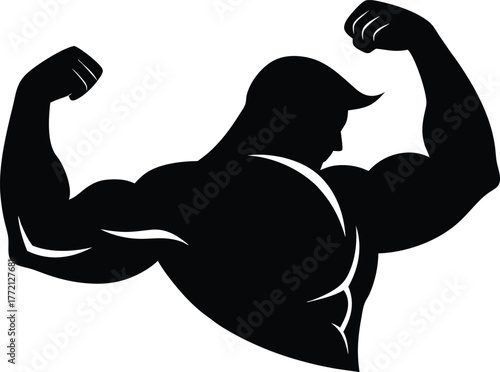 Muscle arm silhouette vector isolated white background, Bodybuilder silhouette vector design