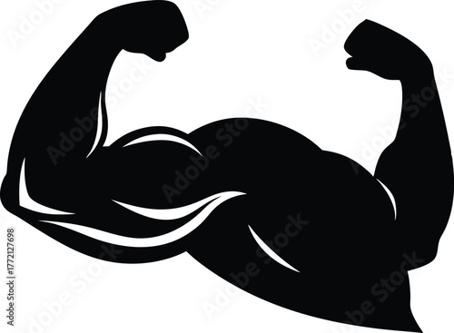 Muscle arm silhouette vector isolated white background, Bodybuilder silhouette vector design