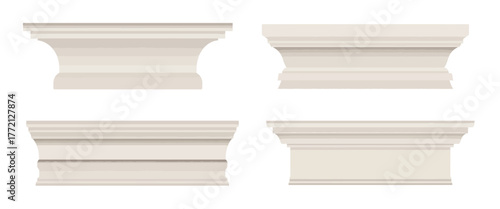 Interior Moulding and Baseboard Vector Collection – Decorative wall trims, ceiling cornices, and marble skirting moldings perfect for classic architecture, house renovation, and realistic interior
