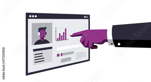 Digital Interface with Hand Pointing at Chart and Agent.