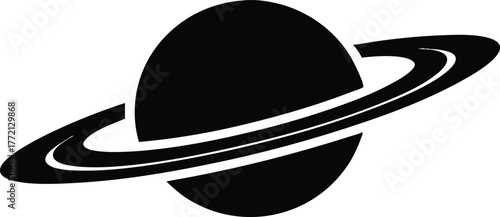Saturn Silhouette, Planet Saturn with planetary ring vector. Saturn with sparkle simple silhouette vector, planet icon design