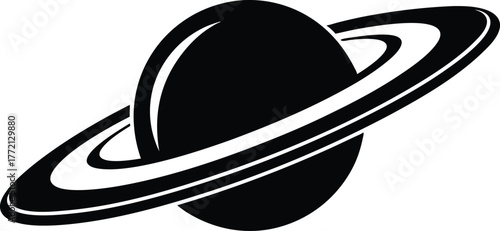 Saturn Silhouette, Planet Saturn with planetary ring vector. Saturn with sparkle simple silhouette vector, planet icon design