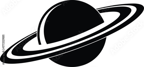 Saturn Silhouette, Planet Saturn with planetary ring vector. Saturn with sparkle simple silhouette vector, planet icon design