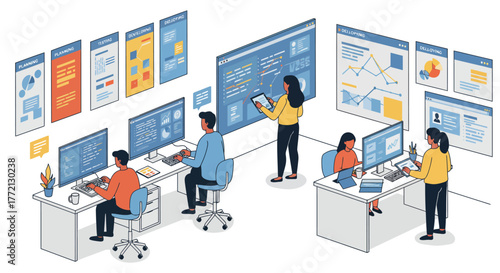 Team of Developers Working on Software Project.