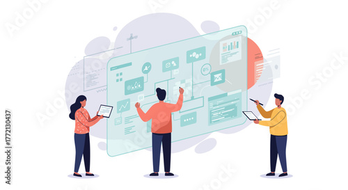 Team Analyzing Data on a Digital Interface.
