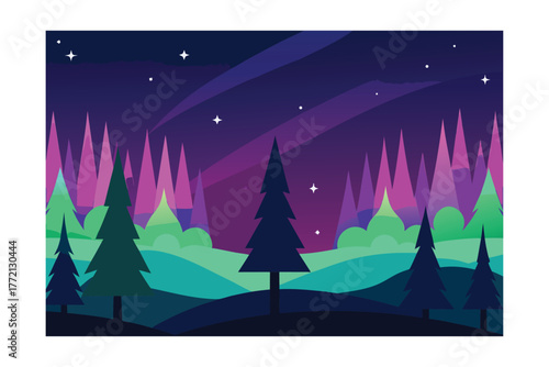 winter-forest-illuminated-by-bright-aurora-colors-.eps