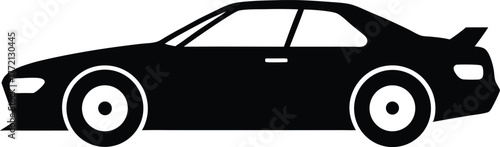 Black silhouette of race cars. Sports symbols isolated. Sports car silhouette on white background