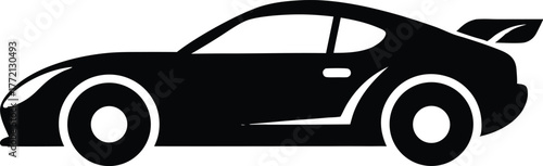 Black silhouette of race cars. Sports symbols isolated. Sports car silhouette on white background