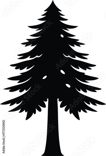 Redwood Tree Silhouette Vector, Coastal Redwood Tree Silhouette Vector - Giant Sequoia Icon Design.