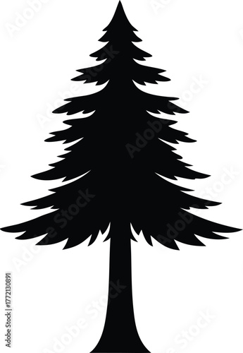 Redwood Tree Silhouette Vector, Coastal Redwood Tree Silhouette Vector - Giant Sequoia Icon Design.