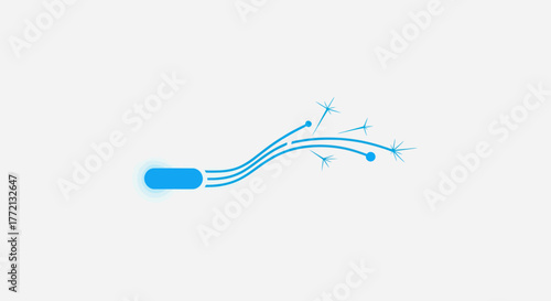 Abstract blue lines with glowing particles representing data flow and technological connections.