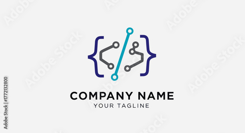 Code bracket circuit logo for a software development company.