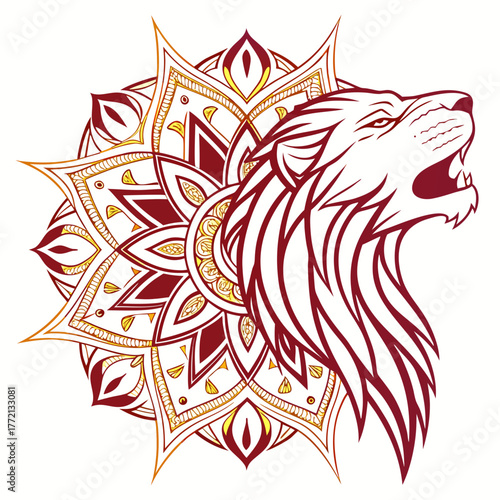 Symmetrical Roaring Lion Stock Art