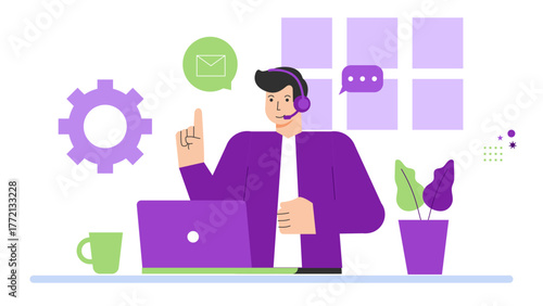 Business Coaching and Leadership Development Flat Vector Illustration