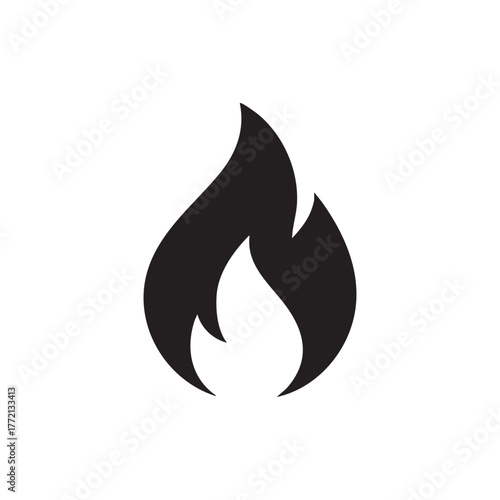 Simple black silhouette of a flame a visual representation of fire