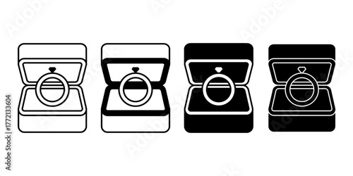 Proposal Ring Box Black Icon Bundle for Engagement and Valentine Theme