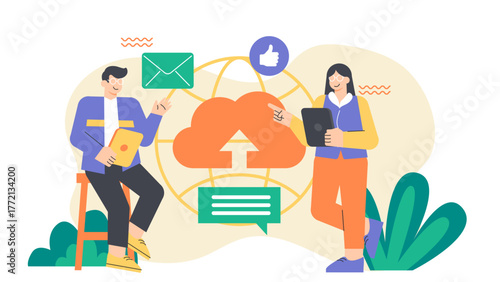 Internet of Things in Business Environment Flat Vector Illustration