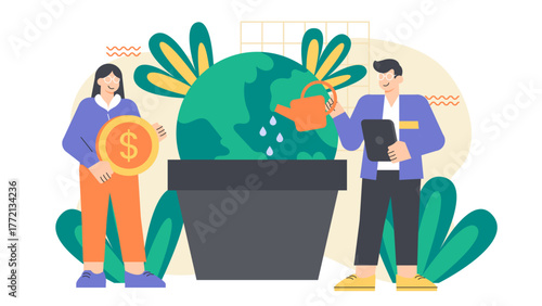 Corporate Social Responsibility in Business Flat Vector Illustration