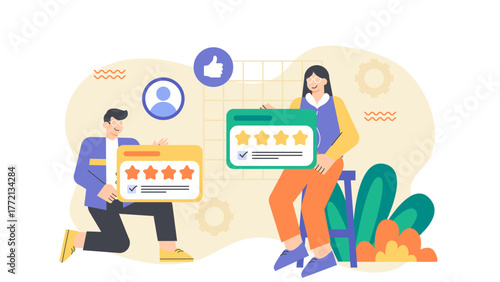 Business People Handling Client Feedback Flat Vector Illustration
