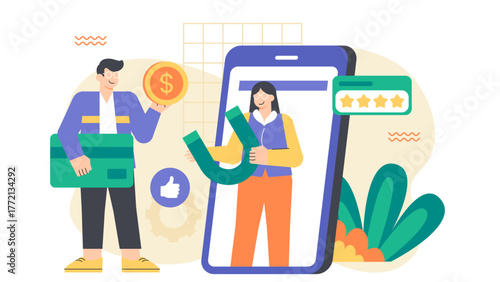 Customer Loyalty and Retention Strategy Flat Vector Illustration