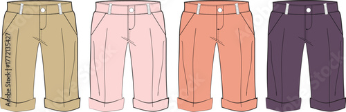 Colorful Capri Pants Fashion Outfit Stylish Vector Illustration for Apparel Design