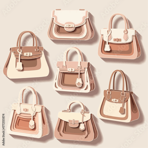 set of colorful handbags