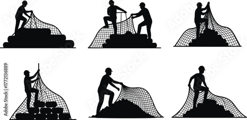 worker, silhouette, cargo, safety, net, transport, labor, industry, teamwork, construction, logistics, warehouse, loading, protection, material, safety nt, cargo load, transport